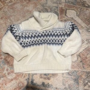 Janie and Jack Cream and Blue Nordic Sweater